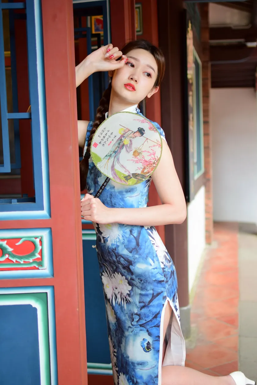 [Mzsock] NO.174 USD High-cut long cheongsam with white high heels and beautiful legs street photography#[105P]-31