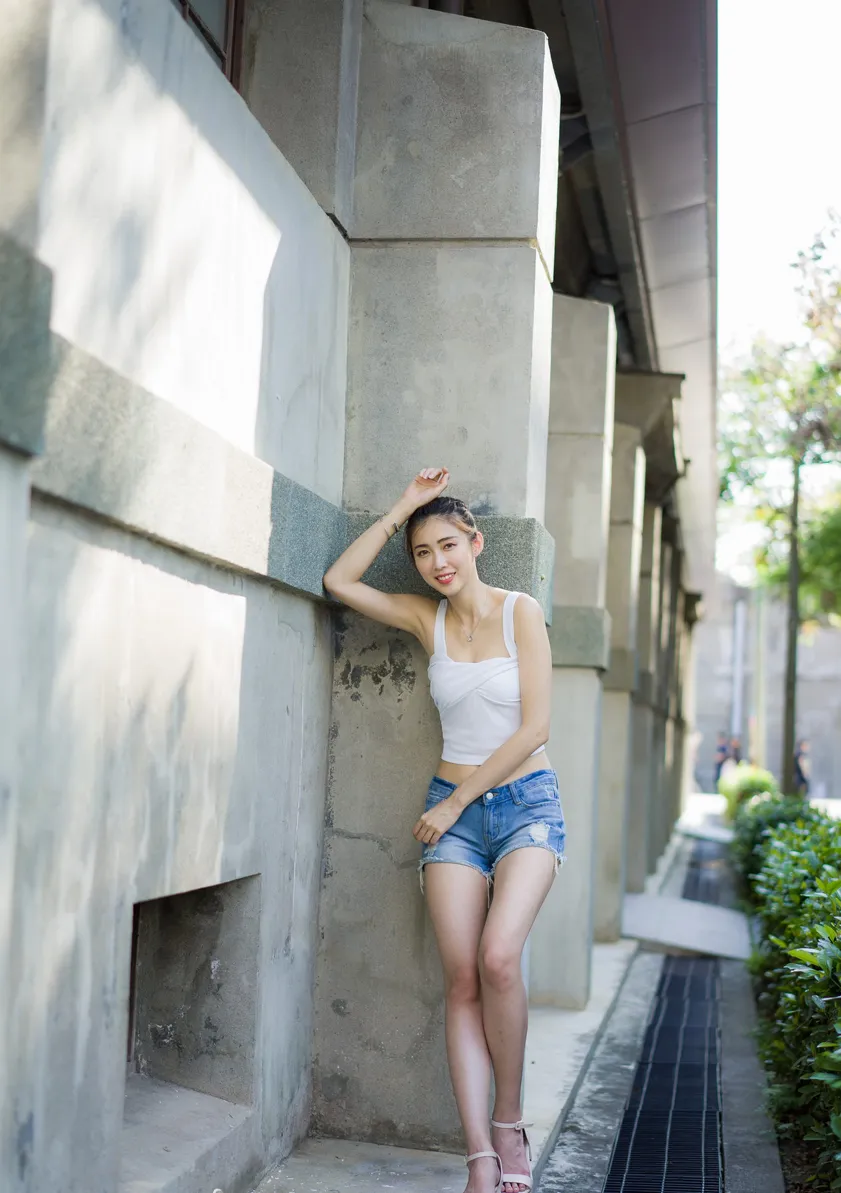 [Mzsock] NO.186 Jin Yunqiao’s midriff-revealing denim shorts cool and beautiful legs street photography#[47P]-6